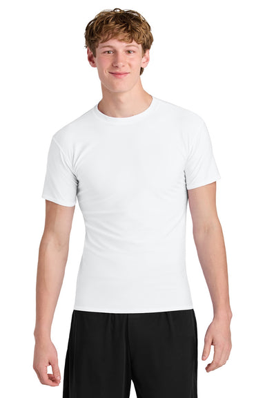 A4 A4N3130 Mens Compression Short Sleeve Crewneck T-Shirt White Model Front