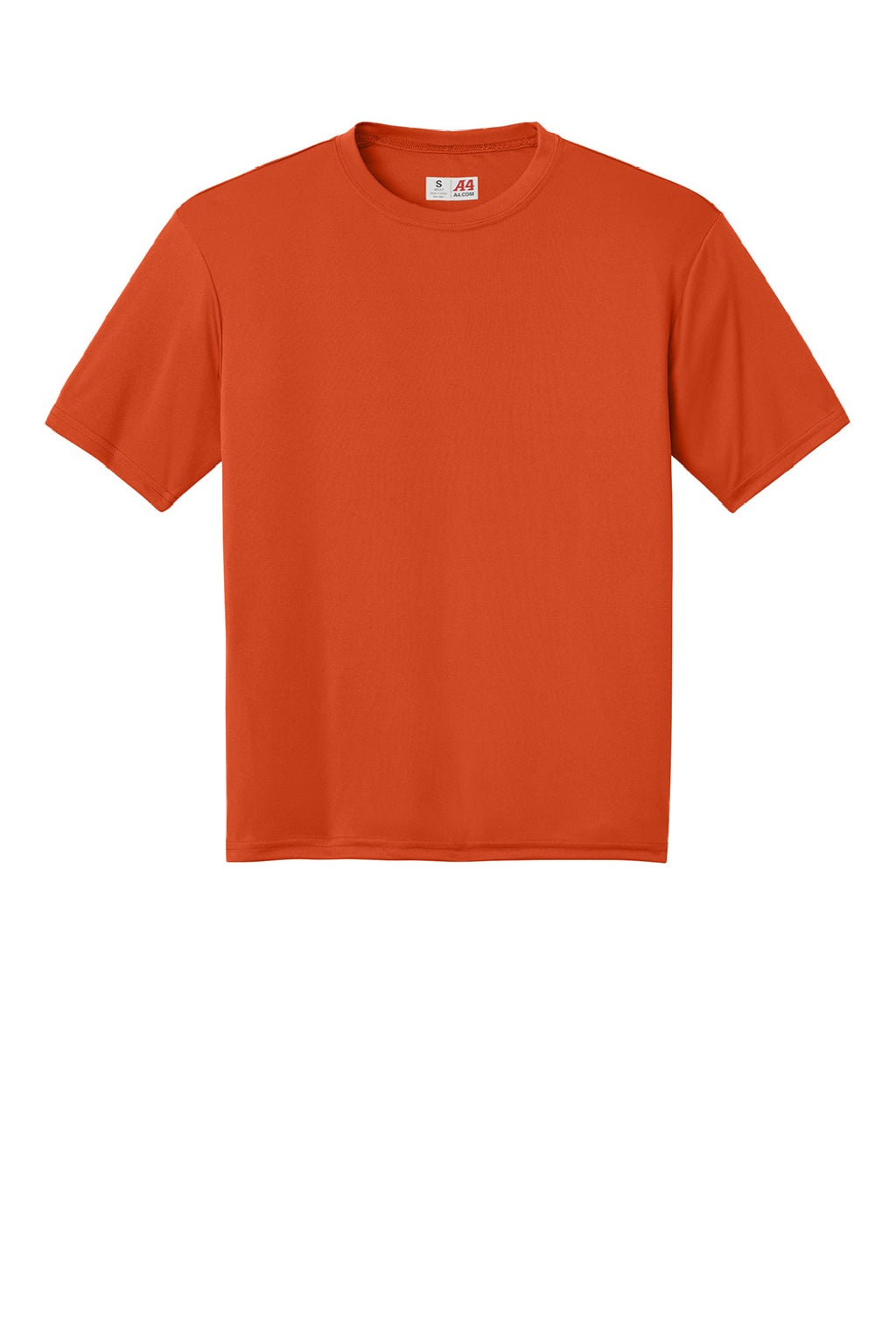 A4 A4N3142 Mens Performance Moisture Wicking Short Sleeve Crewneck T-Shirt Athletic Orange Flat Front