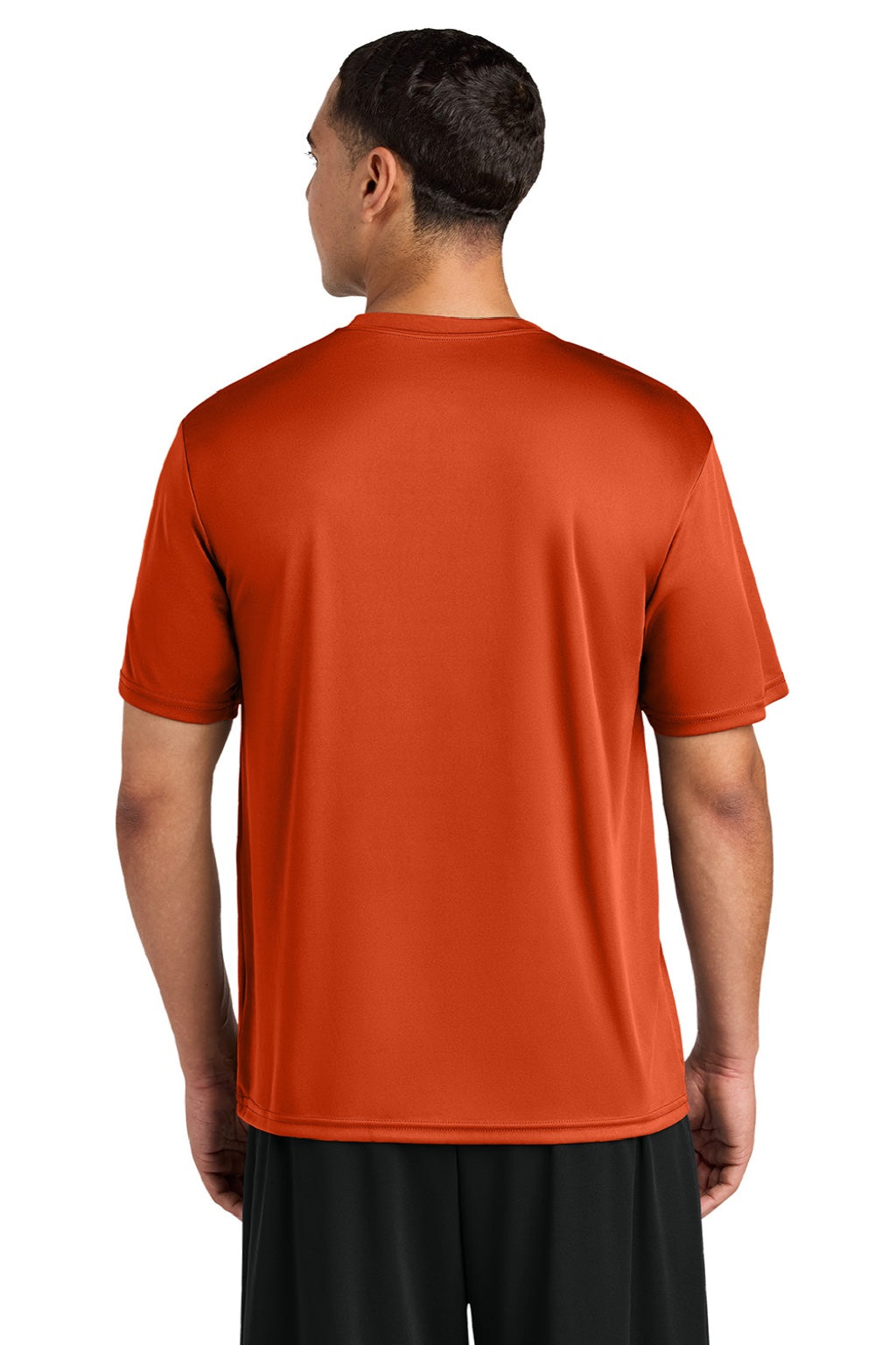 A4 A4N3142 Mens Performance Moisture Wicking Short Sleeve Crewneck T-Shirt Athletic Orange Model Back