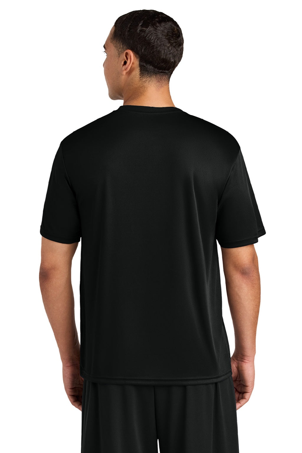 A4 A4N3142 Mens Performance Moisture Wicking Short Sleeve Crewneck T-Shirt Black Model Back