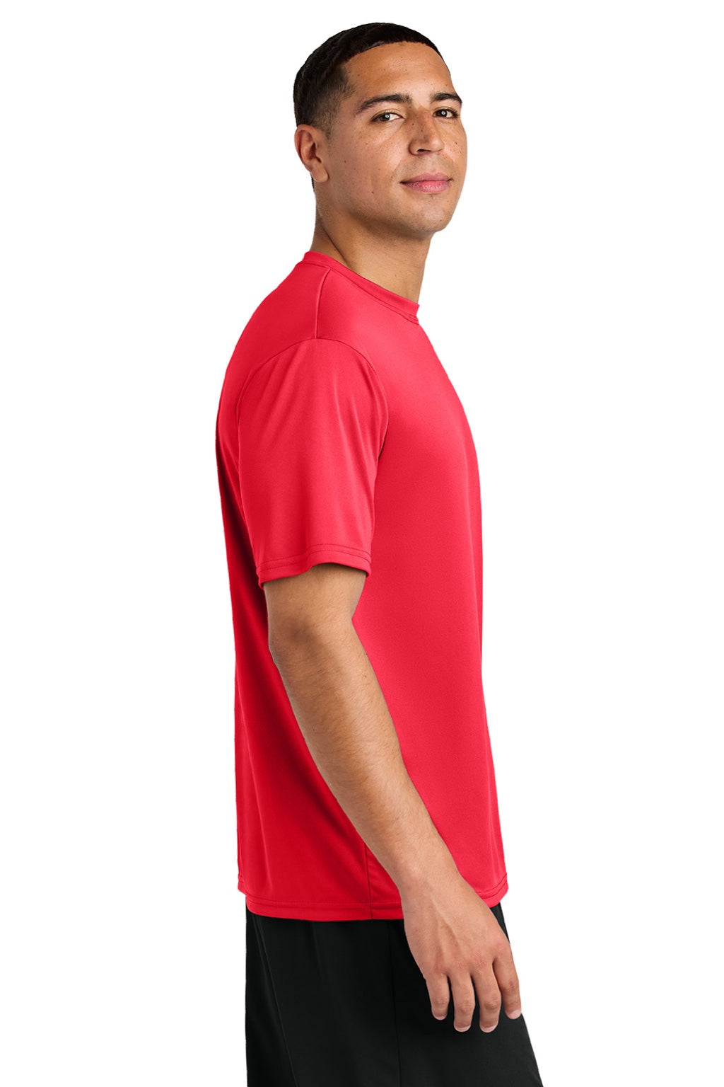 A4 A4N3142 Mens Performance Moisture Wicking Short Sleeve Crewneck T-Shirt Coral Model Side