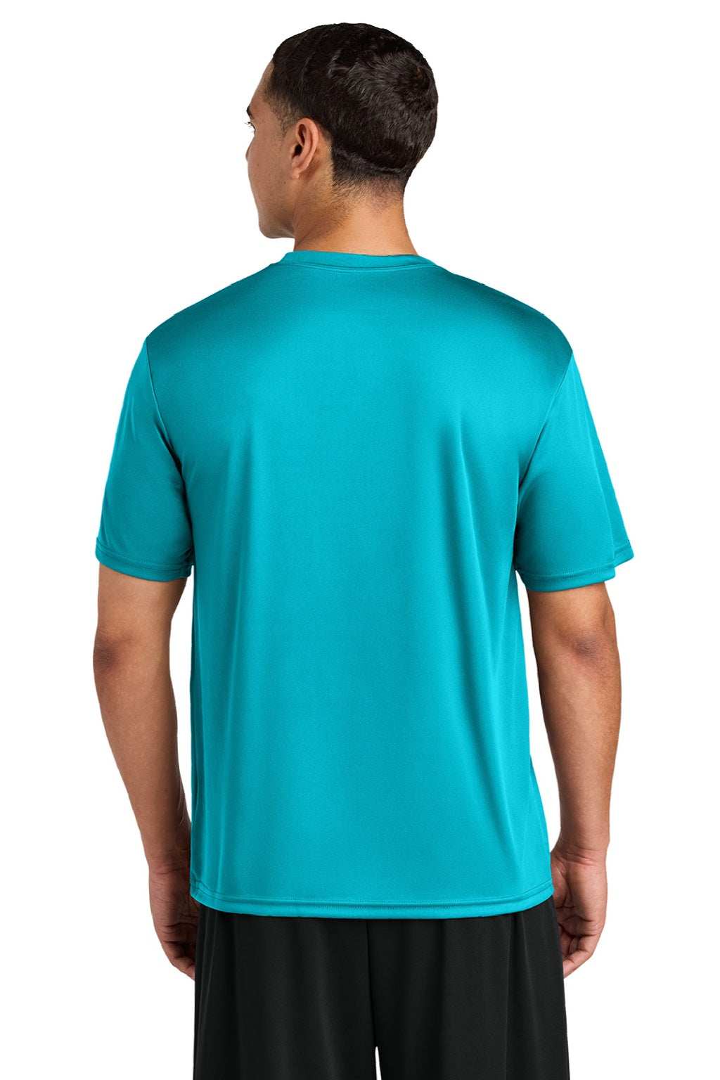 A4 A4N3142 Mens Performance Moisture Wicking Short Sleeve Crewneck T-Shirt Electric Blue Model Back