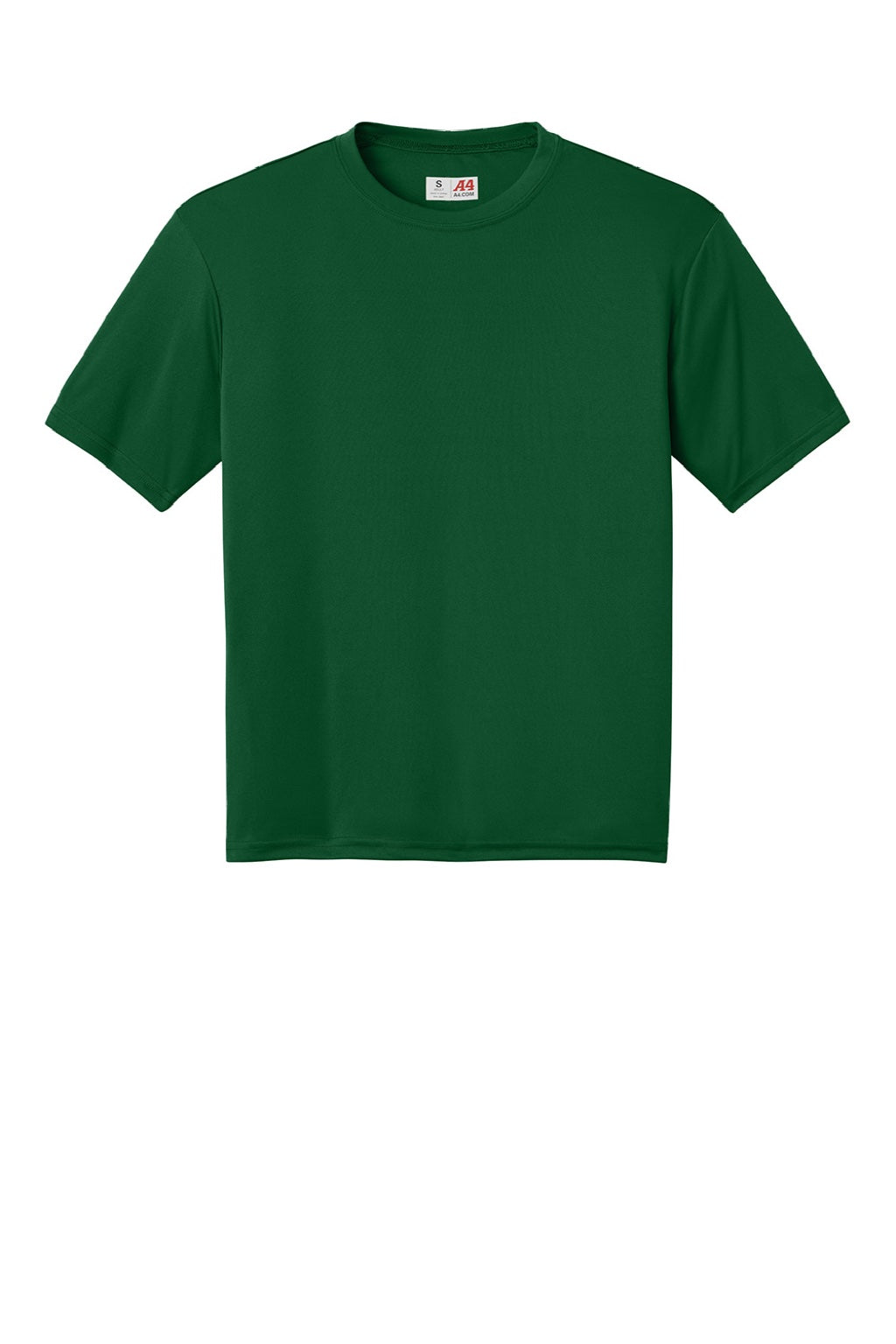 A4 A4N3142 Mens Performance Moisture Wicking Short Sleeve Crewneck T-Shirt Forest Green Flat Front