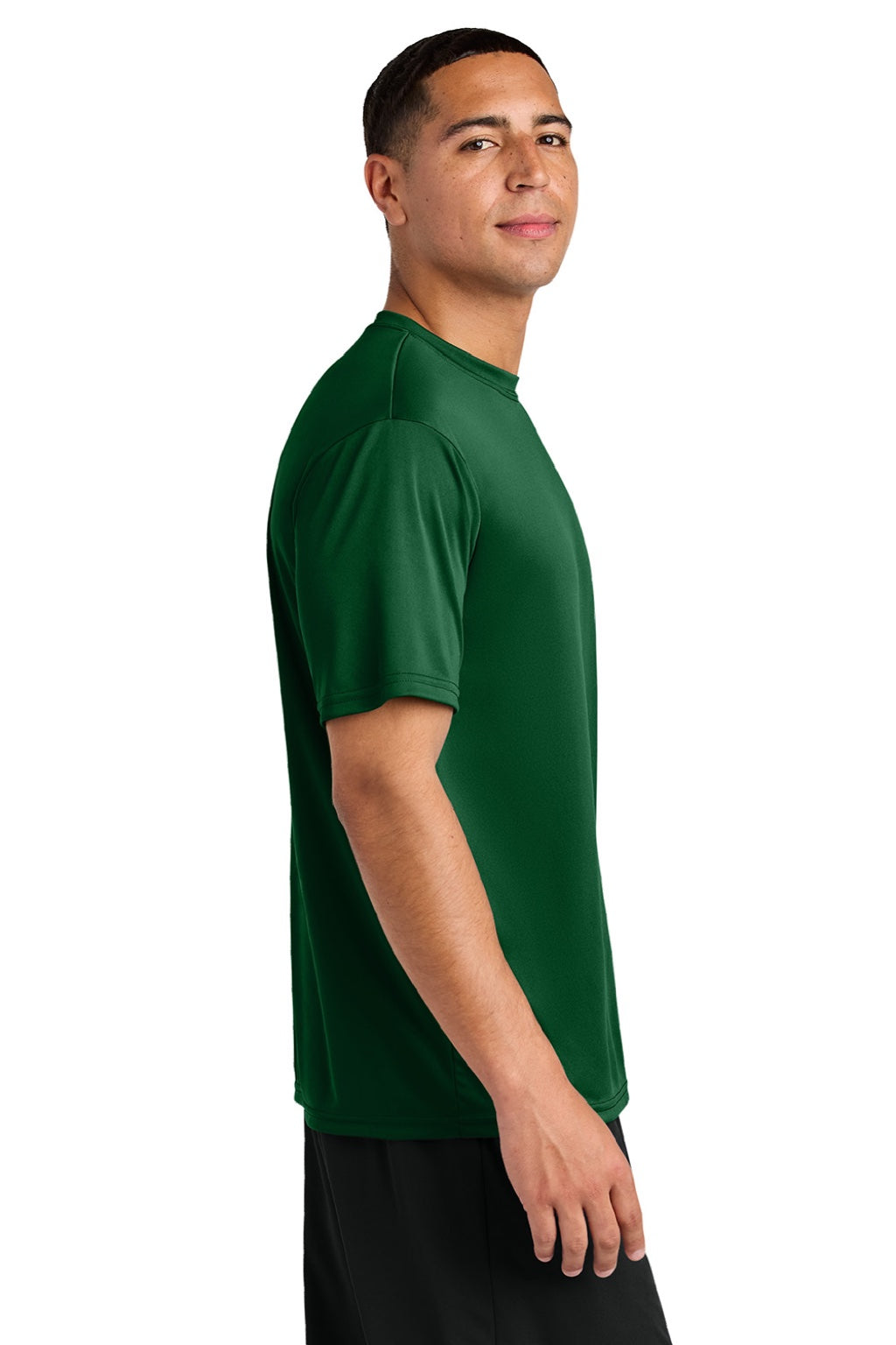 A4 A4N3142 Mens Performance Moisture Wicking Short Sleeve Crewneck T-Shirt Forest Green Model Side