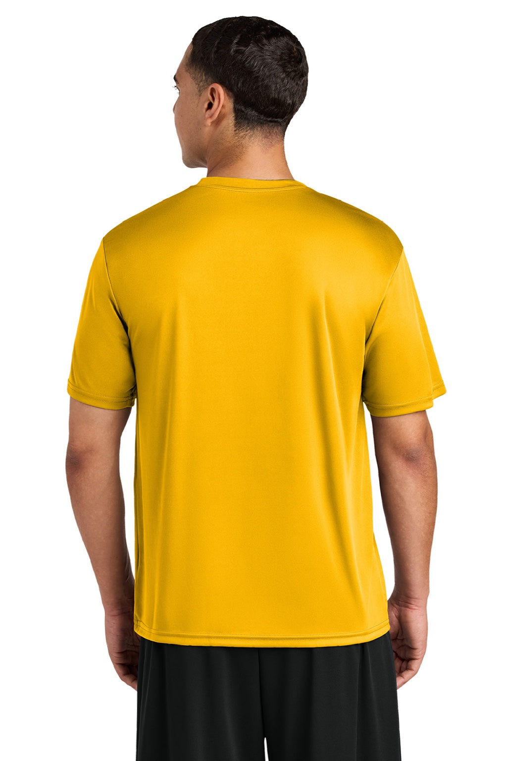 A4 A4N3142 Mens Performance Moisture Wicking Short Sleeve Crewneck T-Shirt Gold Model Back