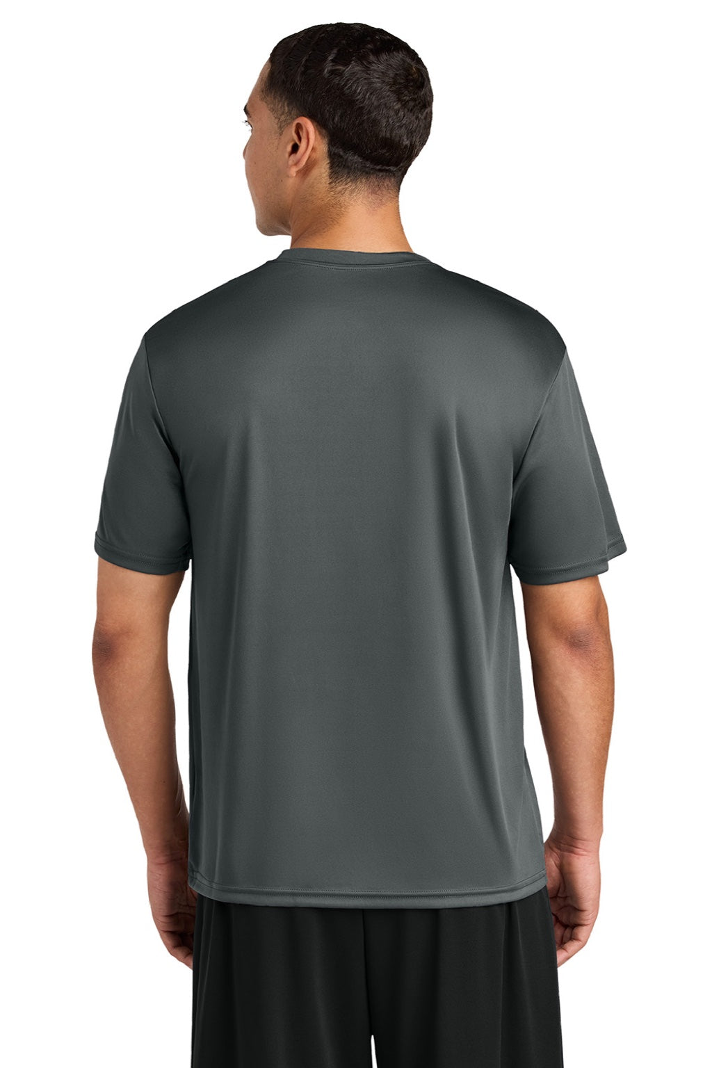 A4 A4N3142 Mens Performance Moisture Wicking Short Sleeve Crewneck T-Shirt Graphite Grey Model Back