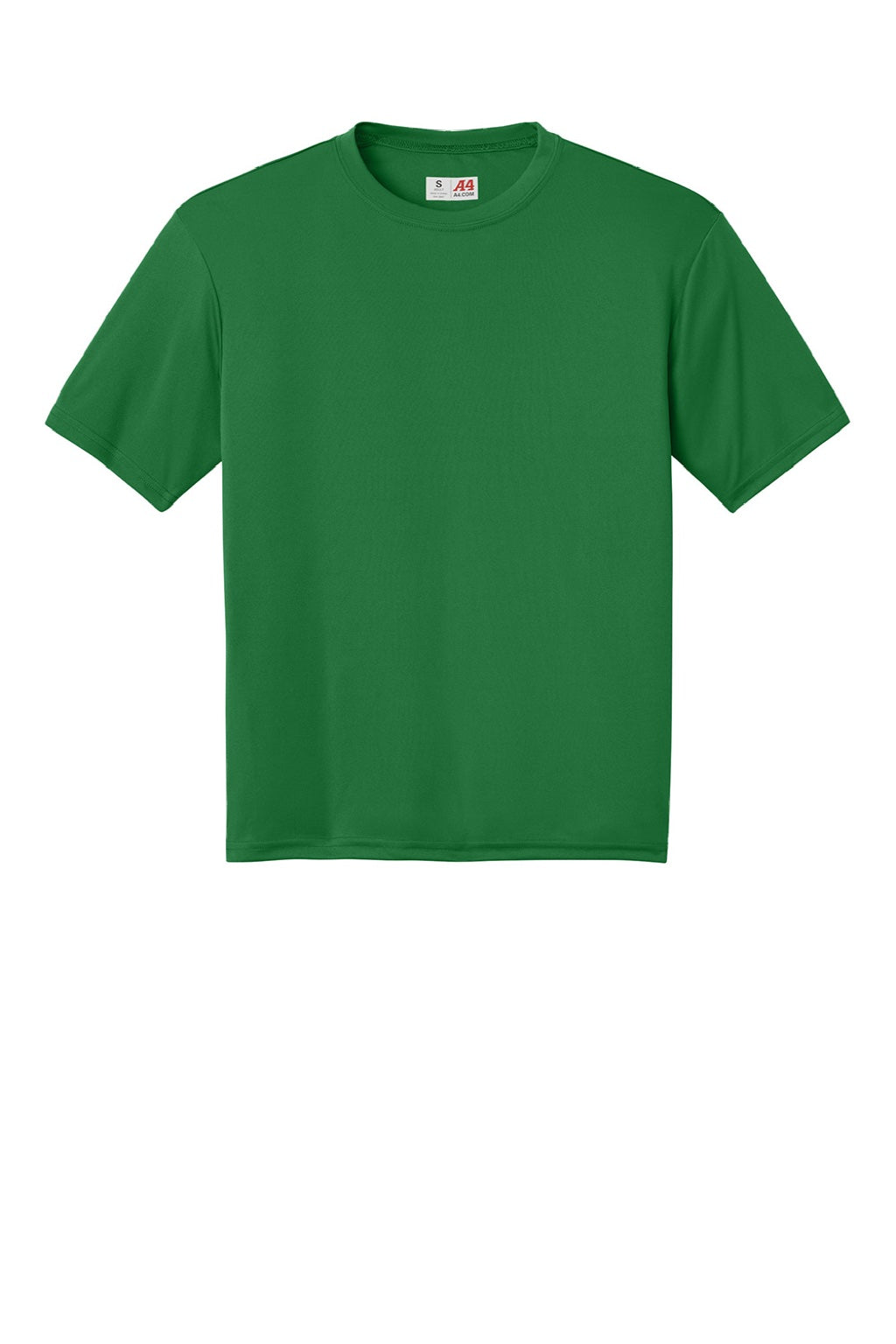 A4 A4N3142 Mens Performance Moisture Wicking Short Sleeve Crewneck T-Shirt Kelly Green Flat Front