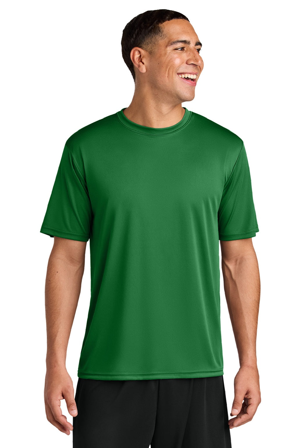 A4 A4N3142 Mens Performance Moisture Wicking Short Sleeve Crewneck T-Shirt Kelly Green Model Front