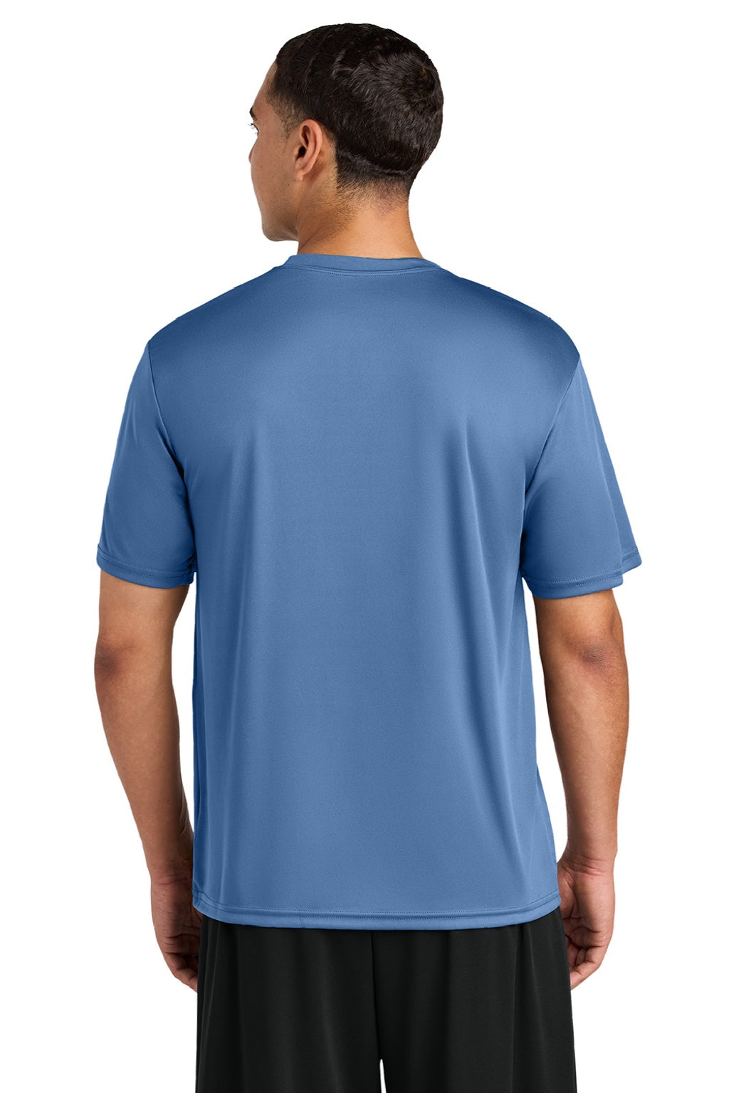 A4 A4N3142 Mens Performance Moisture Wicking Short Sleeve Crewneck T-Shirt Light Blue Model Back