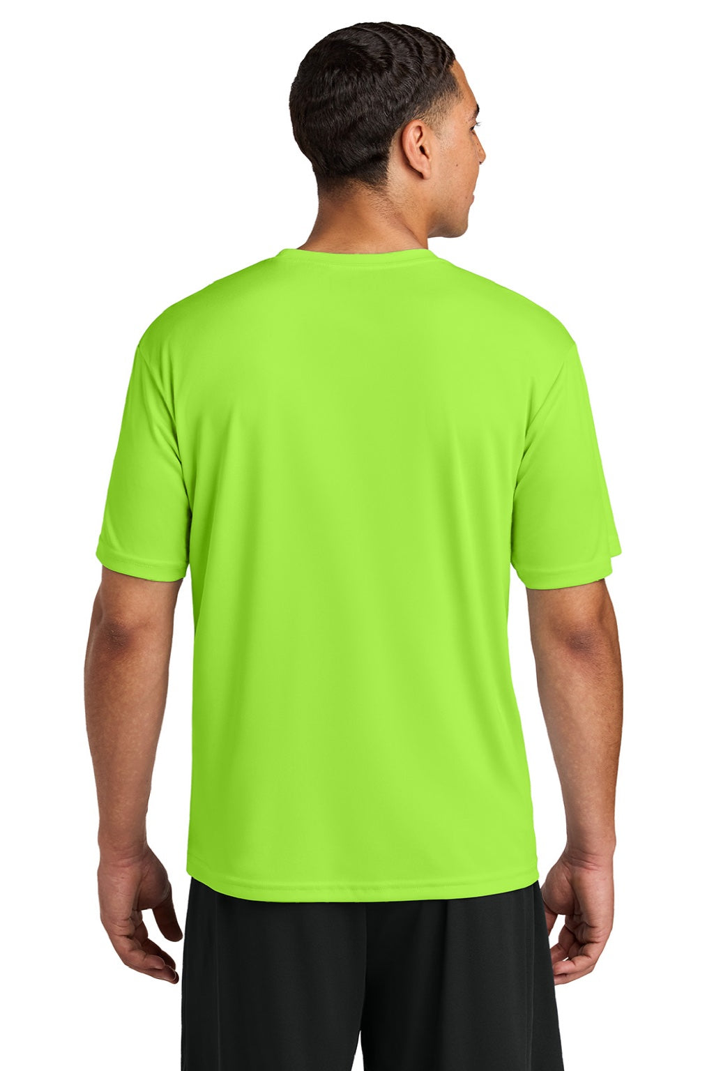 A4 A4N3142 Mens Performance Moisture Wicking Short Sleeve Crewneck T-Shirt Lime Green Model Back