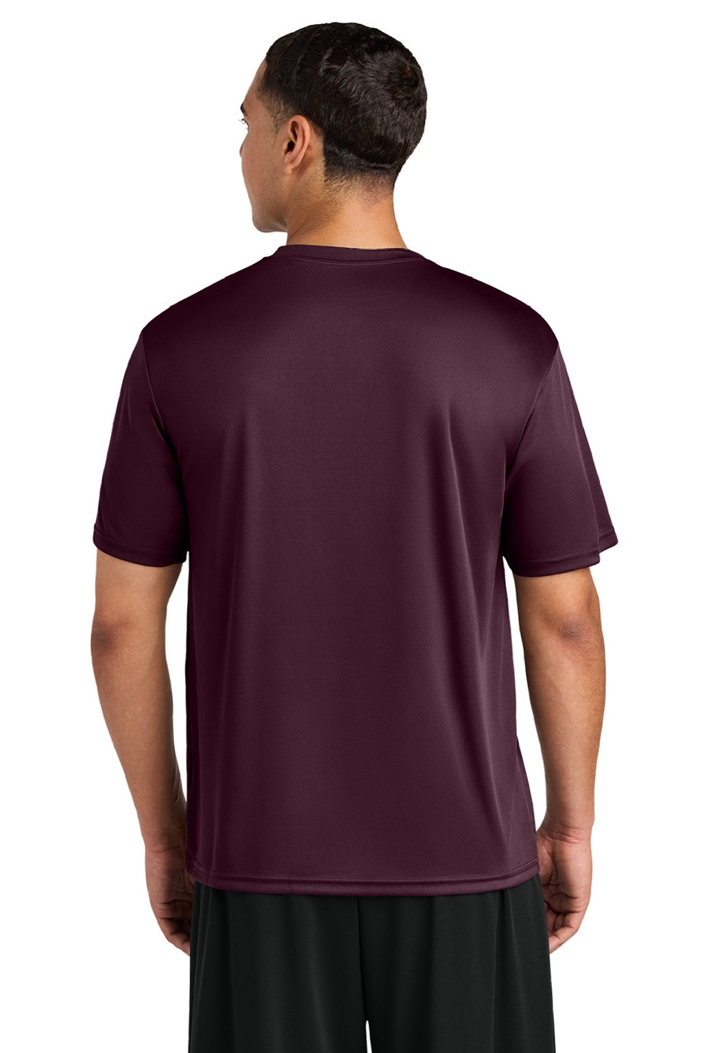 A4 A4N3142 Mens Performance Moisture Wicking Short Sleeve Crewneck T-Shirt Maroon Model Back