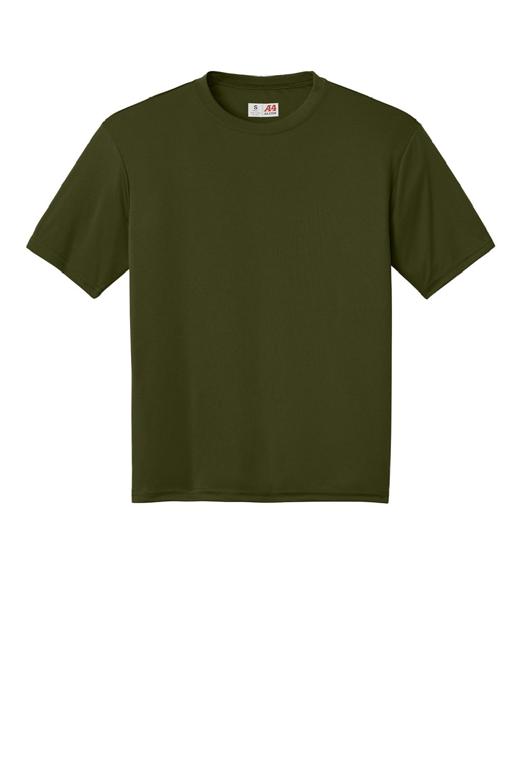 A4 A4N3142 Mens Performance Moisture Wicking Short Sleeve Crewneck T-Shirt Military Green Flat Front