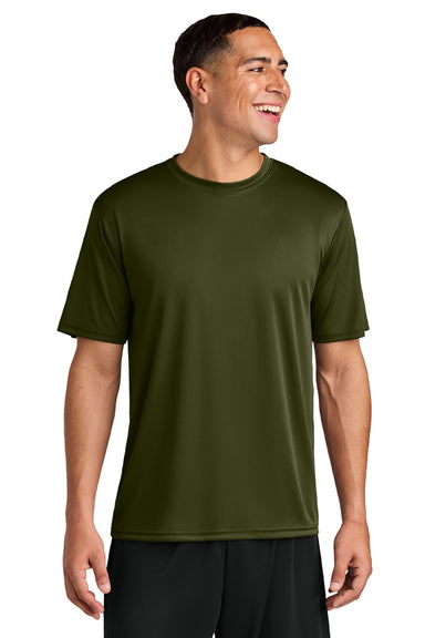 A4 A4N3142 Mens Performance Moisture Wicking Short Sleeve Crewneck T-Shirt Military Green Model Front