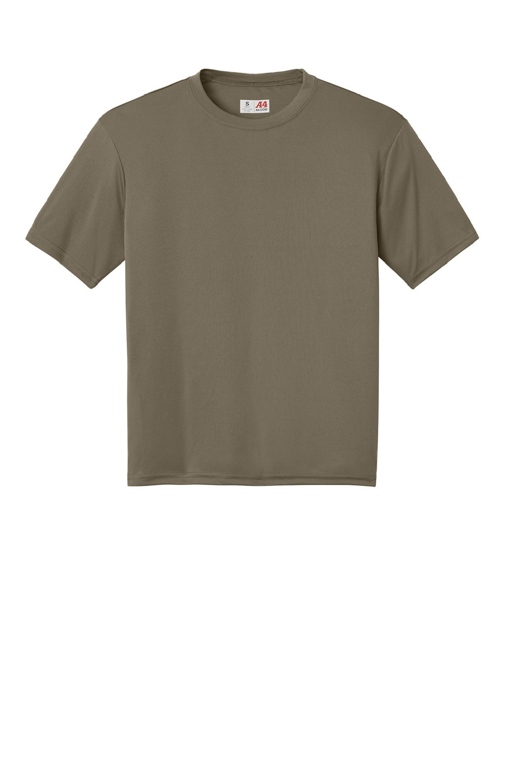 A4 A4N3142 Mens Performance Moisture Wicking Short Sleeve Crewneck T-Shirt Olive Green Flat Front