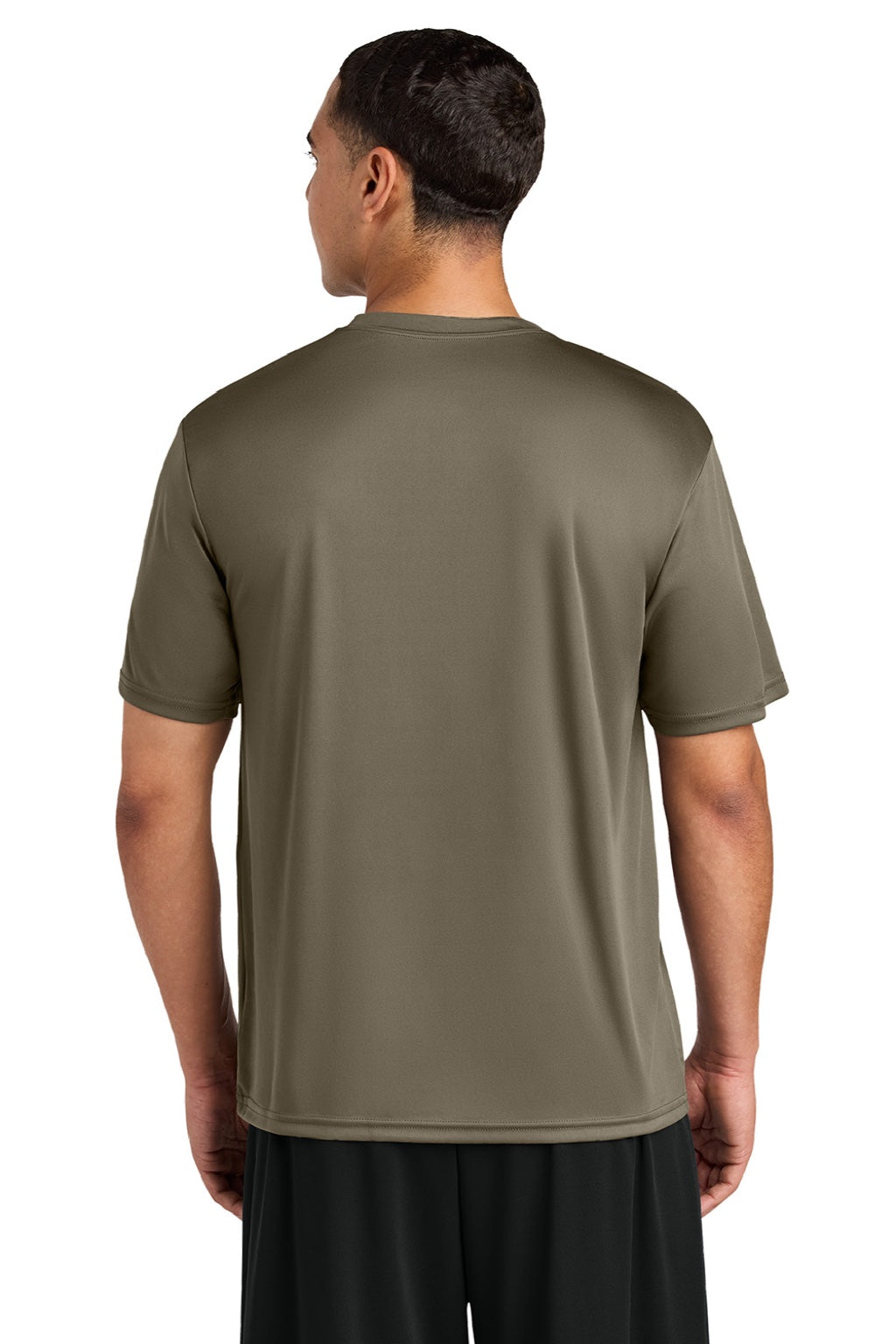 A4 A4N3142 Mens Performance Moisture Wicking Short Sleeve Crewneck T-Shirt Olive Green Model Back