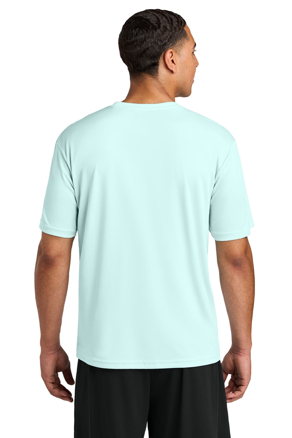 A4 A4N3142 Mens Performance Moisture Wicking Short Sleeve Crewneck T-Shirt Pastel Blue Model Back