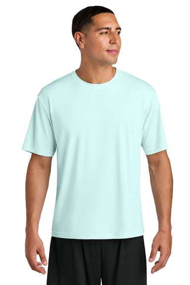 A4 A4N3142 Mens Performance Moisture Wicking Short Sleeve Crewneck T-Shirt Pastel Blue Model Front