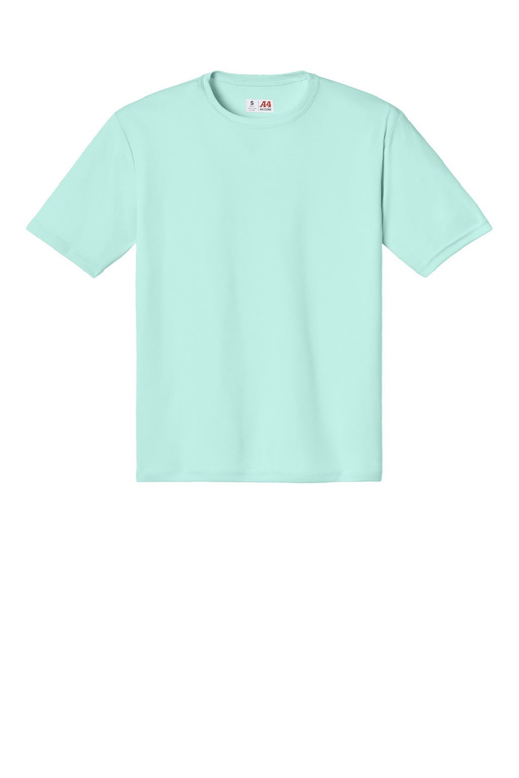 A4 A4N3142 Mens Performance Moisture Wicking Short Sleeve Crewneck T-Shirt Pastel Mint Flat Front