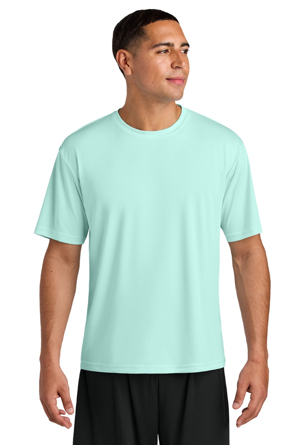 A4 A4N3142 Mens Performance Moisture Wicking Short Sleeve Crewneck T-Shirt Pastel Mint Model Front