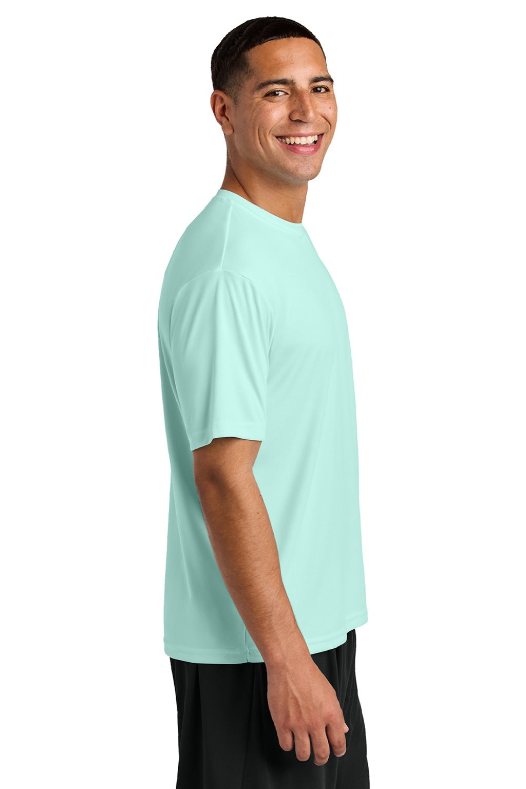 A4 A4N3142 Mens Performance Moisture Wicking Short Sleeve Crewneck T-Shirt Pastel Mint Model Side