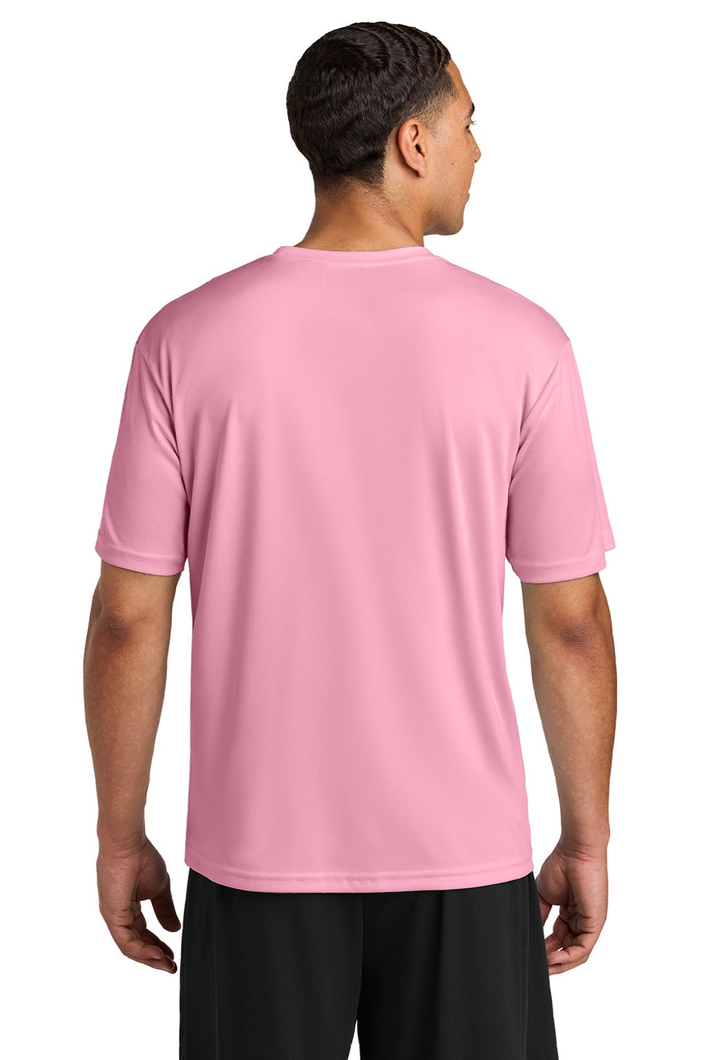 A4 A4N3142 Mens Performance Moisture Wicking Short Sleeve Crewneck T-Shirt Pink Model Back
