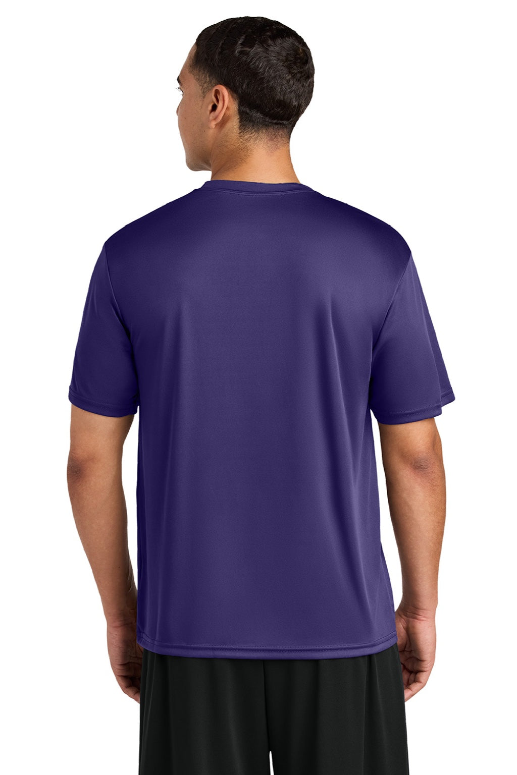 A4 A4N3142 Mens Performance Moisture Wicking Short Sleeve Crewneck T-Shirt Purple Model Back