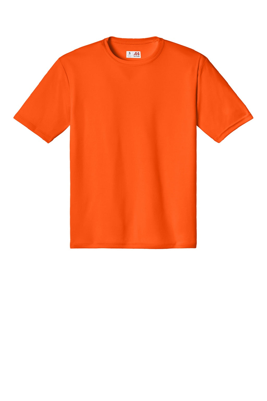 A4 A4N3142 Mens Performance Moisture Wicking Short Sleeve Crewneck T-Shirt Safety Orange Flat Front