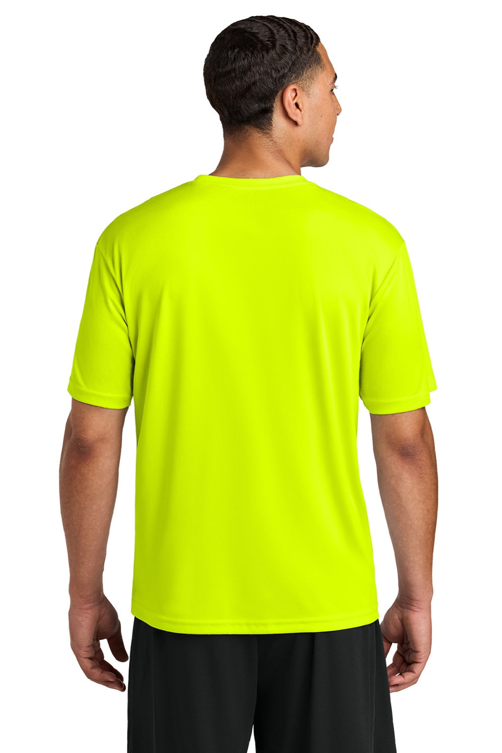 A4 A4N3142 Mens Performance Moisture Wicking Short Sleeve Crewneck T-Shirt Safety Yellow Model Back