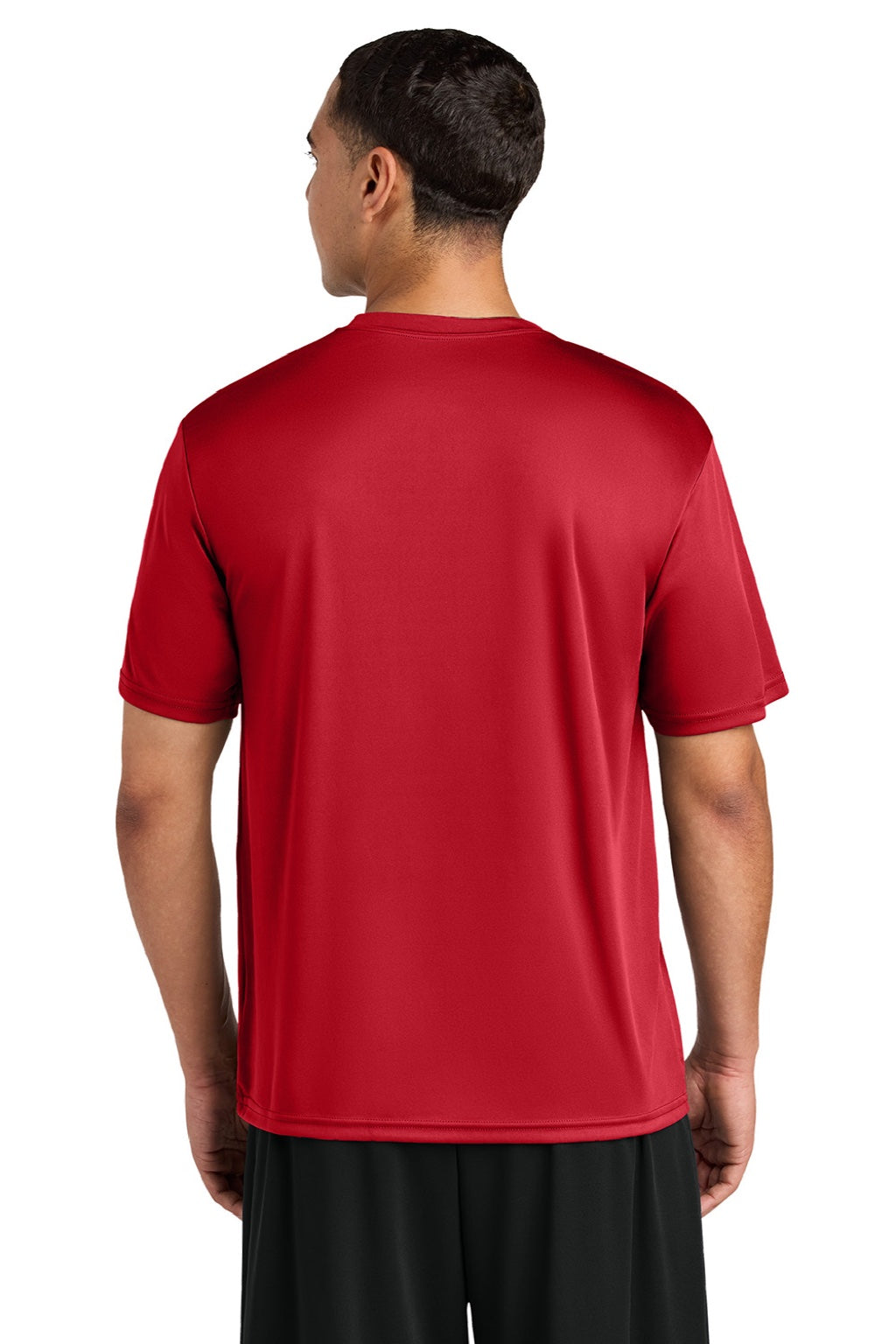 A4 A4N3142 Mens Performance Moisture Wicking Short Sleeve Crewneck T-Shirt Scarlet Red Model Back