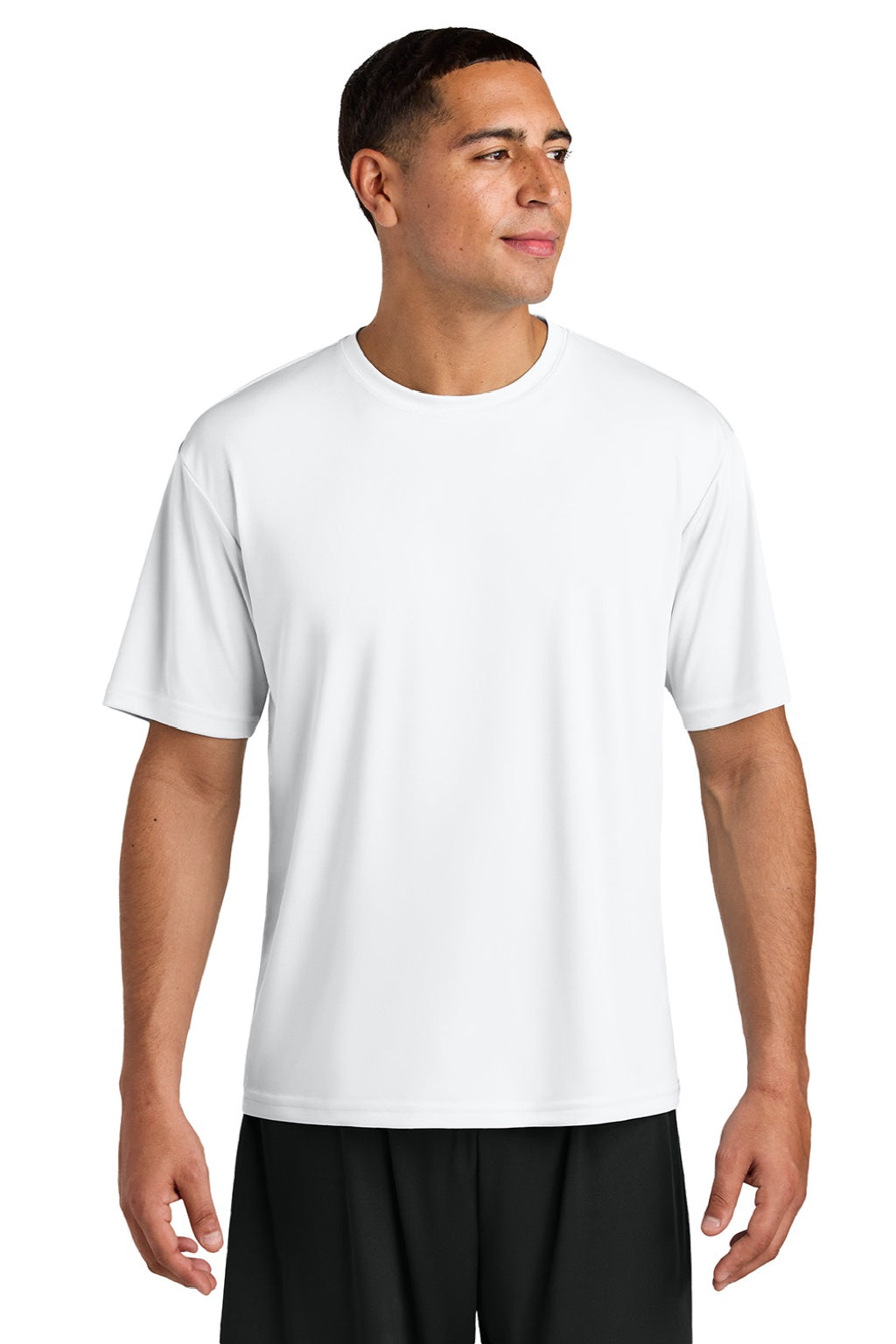 A4 A4N3142 Mens Performance Moisture Wicking Short Sleeve Crewneck T-Shirt White Model Front