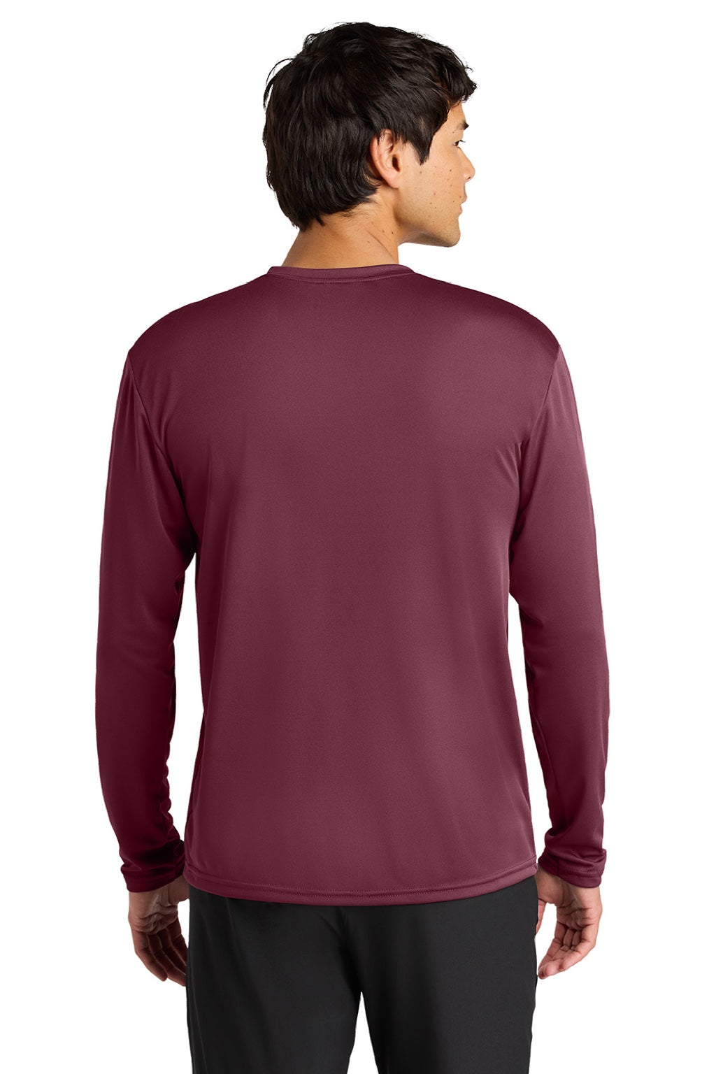A4 A4N3165 Mens Performance Moisture Wicking Long Sleeve Crewneck T-Shirt Cardinal Red Model Back