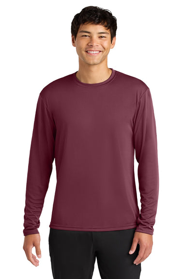 A4 A4N3165 Mens Performance Moisture Wicking Long Sleeve Crewneck T-Shirt Cardinal Red Model Front