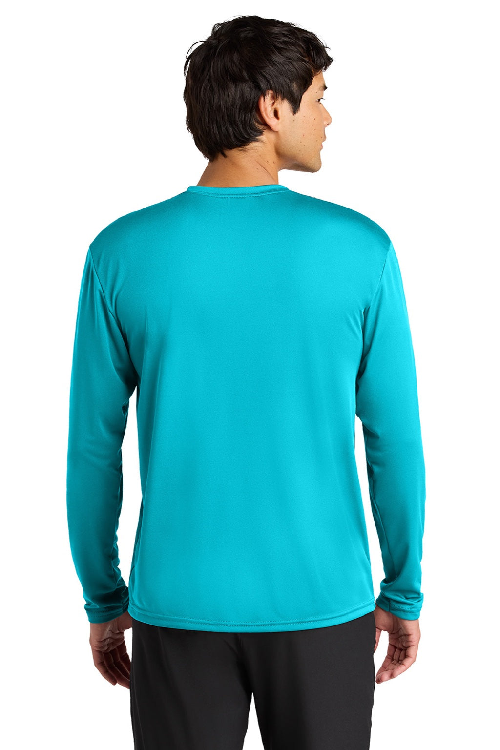 A4 A4N3165 Mens Performance Moisture Wicking Long Sleeve Crewneck T-Shirt Electric Blue Model Back