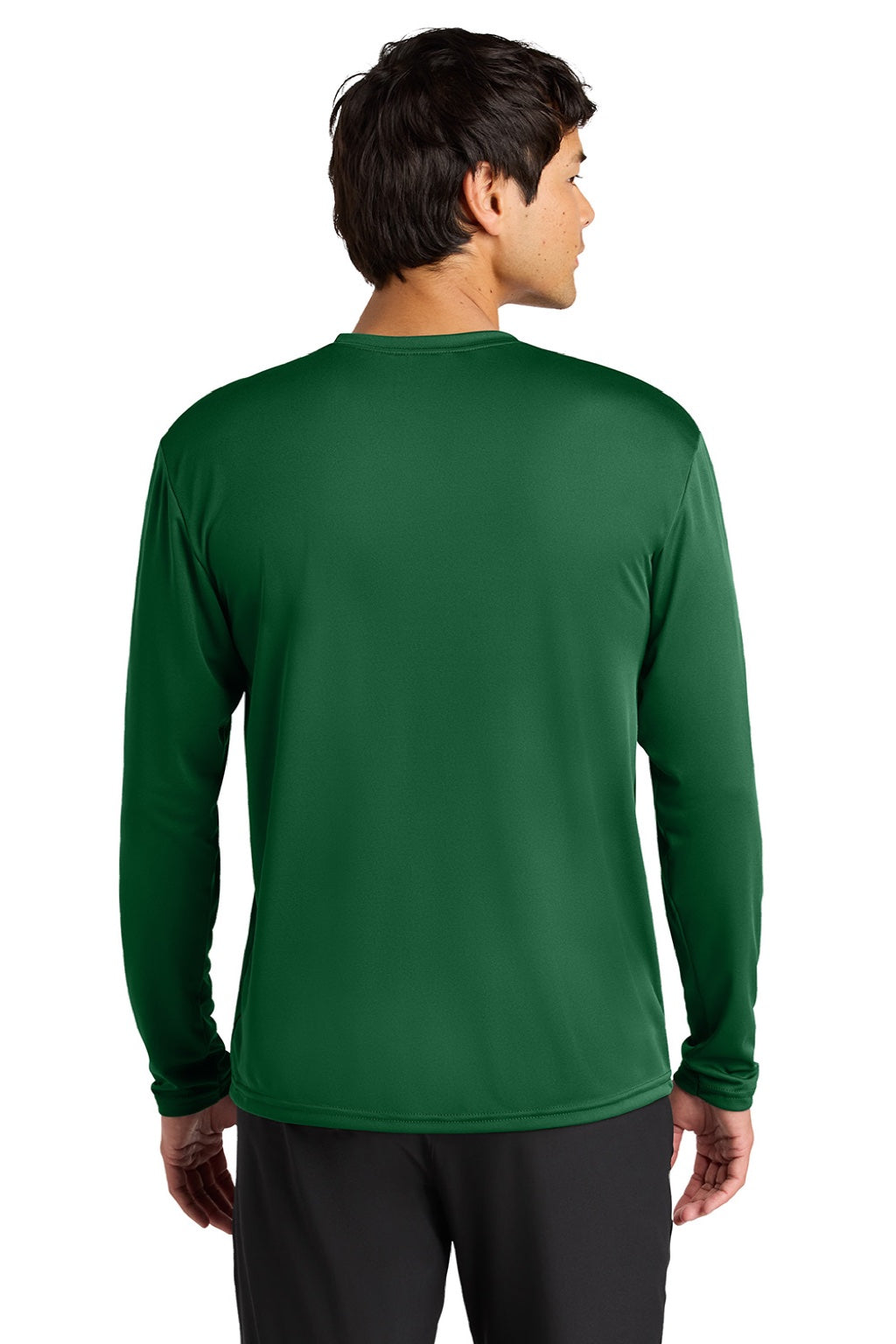 A4 A4N3165 Mens Performance Moisture Wicking Long Sleeve Crewneck T-Shirt Forest Green Model Back