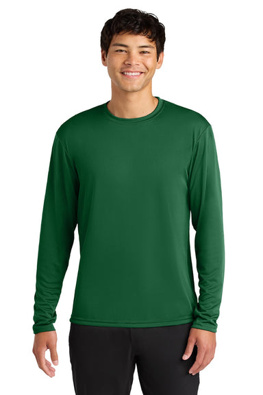 A4 A4N3165 Mens Performance Moisture Wicking Long Sleeve Crewneck T-Shirt Forest Green Model Front
