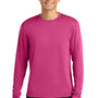 A4 Mens Performance Moisture Wicking Long Sleeve Crewneck T-Shirt - Fuchsia Pink