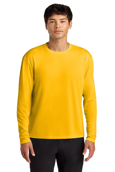 A4 A4N3165 Mens Performance Moisture Wicking Long Sleeve Crewneck T-Shirt Gold Model Front