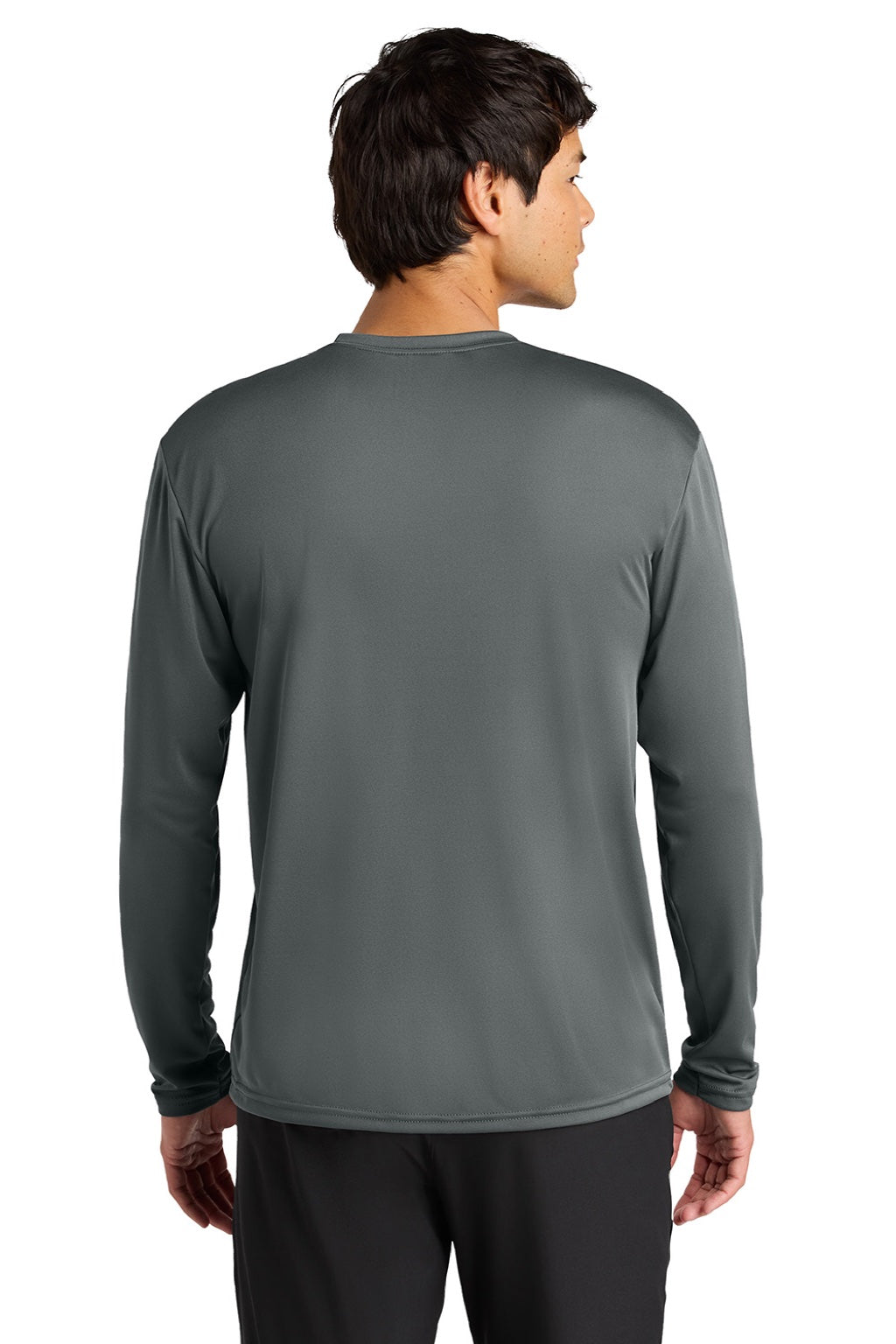 A4 A4N3165 Mens Performance Moisture Wicking Long Sleeve Crewneck T-Shirt Graphite Grey Model Back