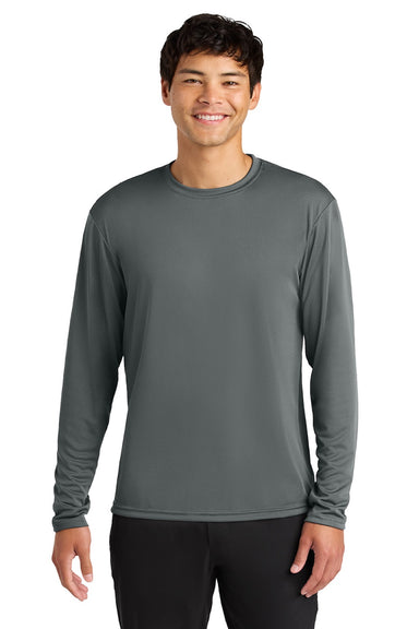 A4 A4N3165 Mens Performance Moisture Wicking Long Sleeve Crewneck T-Shirt Graphite Grey Model Front