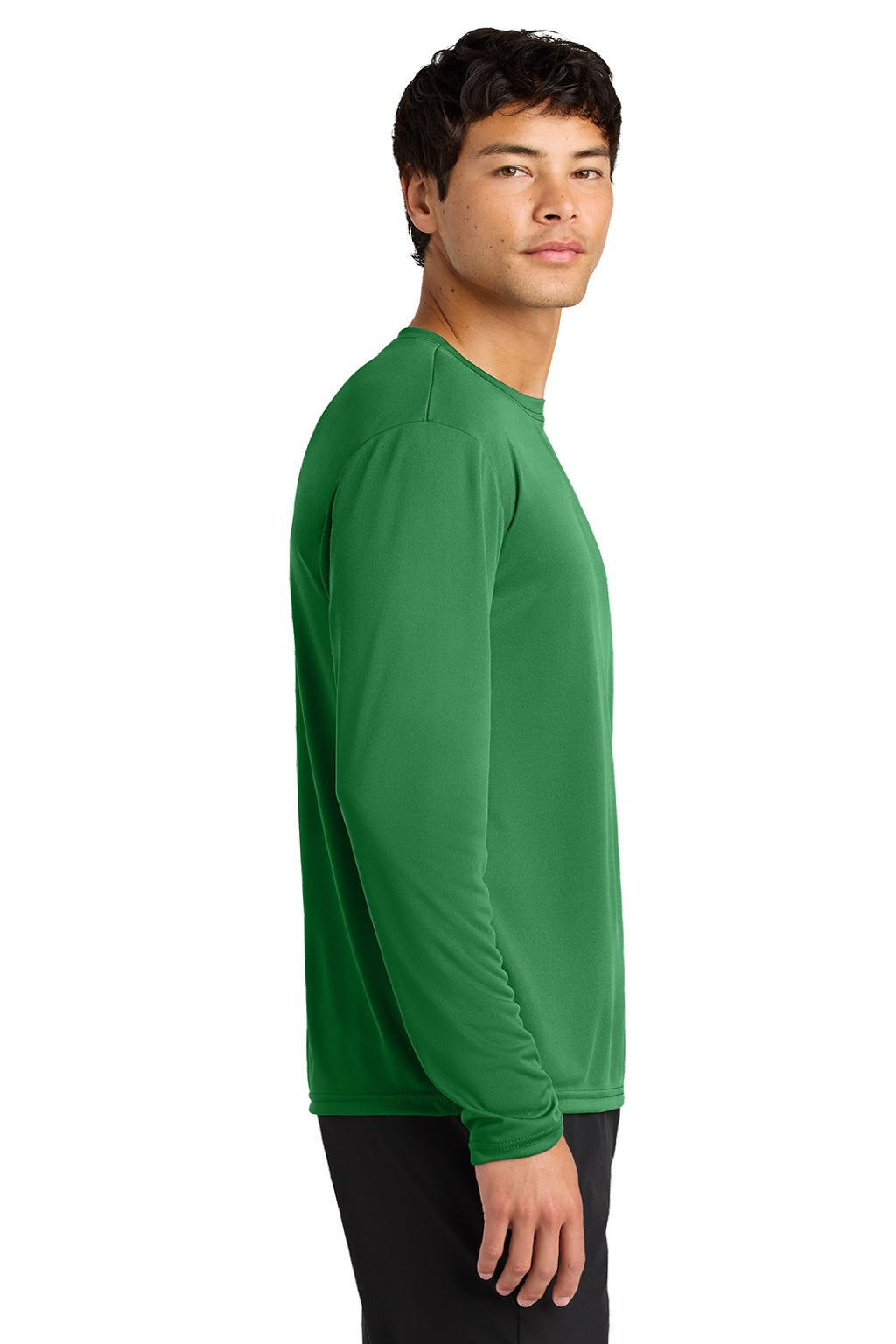 A4 A4N3165 Mens Performance Moisture Wicking Long Sleeve Crewneck T-Shirt Kelly Green Model Side