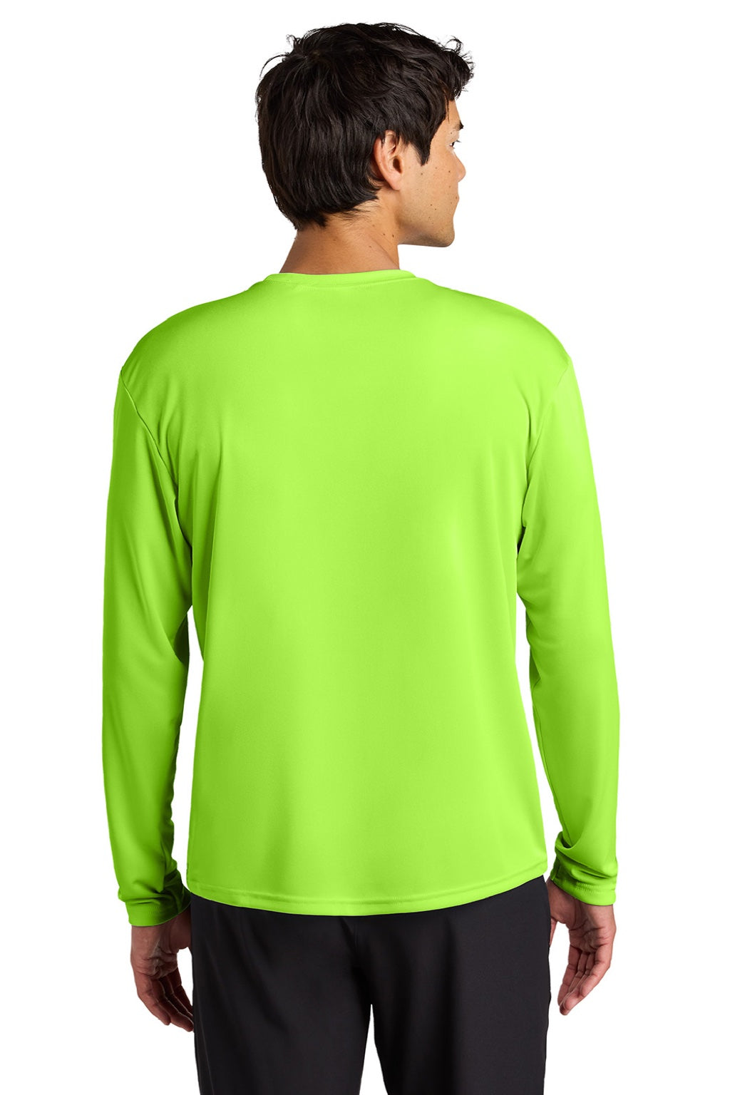 A4 A4N3165 Mens Performance Moisture Wicking Long Sleeve Crewneck T-Shirt Lime Green Model Back
