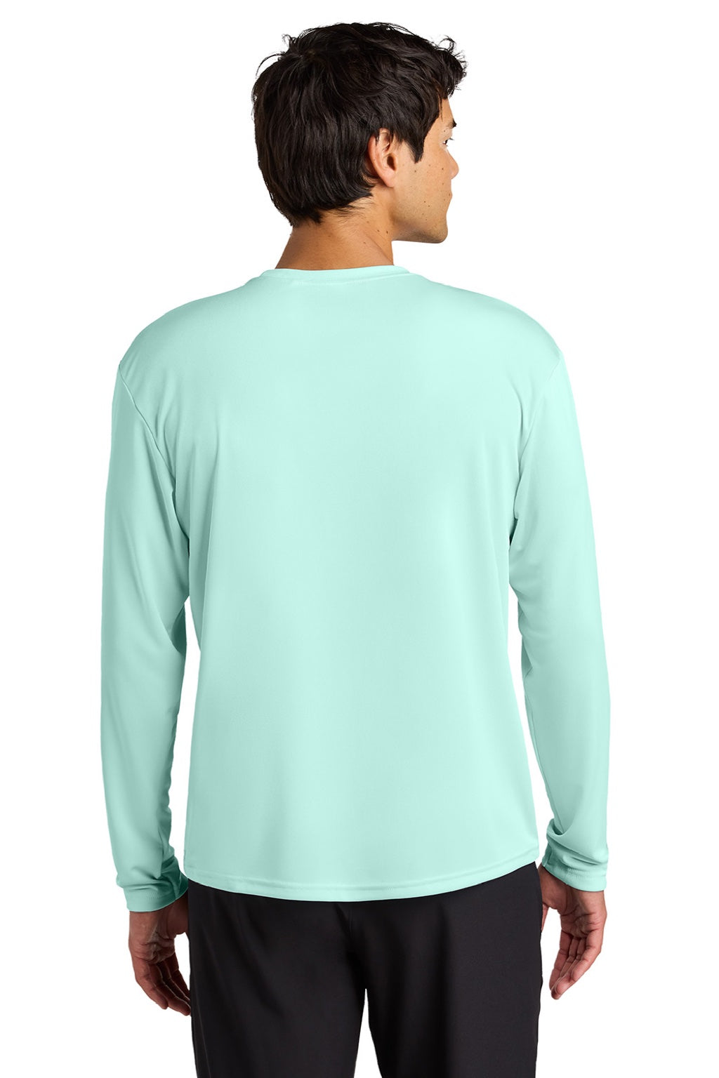 A4 A4N3165 Mens Performance Moisture Wicking Long Sleeve Crewneck T-Shirt Pastel Mint Model Back