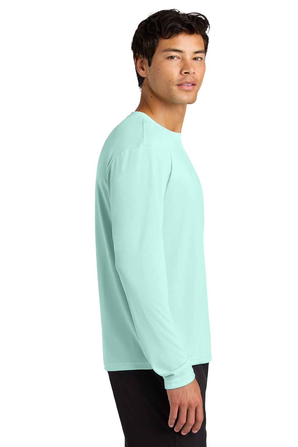 A4 A4N3165 Mens Performance Moisture Wicking Long Sleeve Crewneck T-Shirt Pastel Mint Model Side