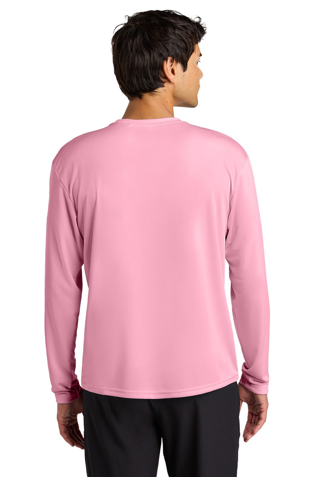A4 A4N3165 Mens Performance Moisture Wicking Long Sleeve Crewneck T-Shirt Pink Model Back