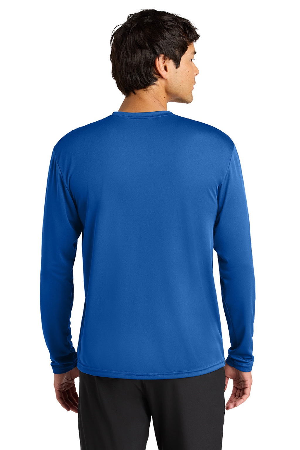 A4 A4N3165 Mens Performance Moisture Wicking Long Sleeve Crewneck T-Shirt Royal Blue Model Back
