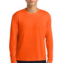 A4 Mens Performance Moisture Wicking Long Sleeve Crewneck T-Shirt - Safety Orange