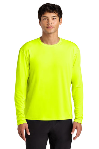 A4 A4N3165 Mens Performance Moisture Wicking Long Sleeve Crewneck T-Shirt Safety Yellow Model Front