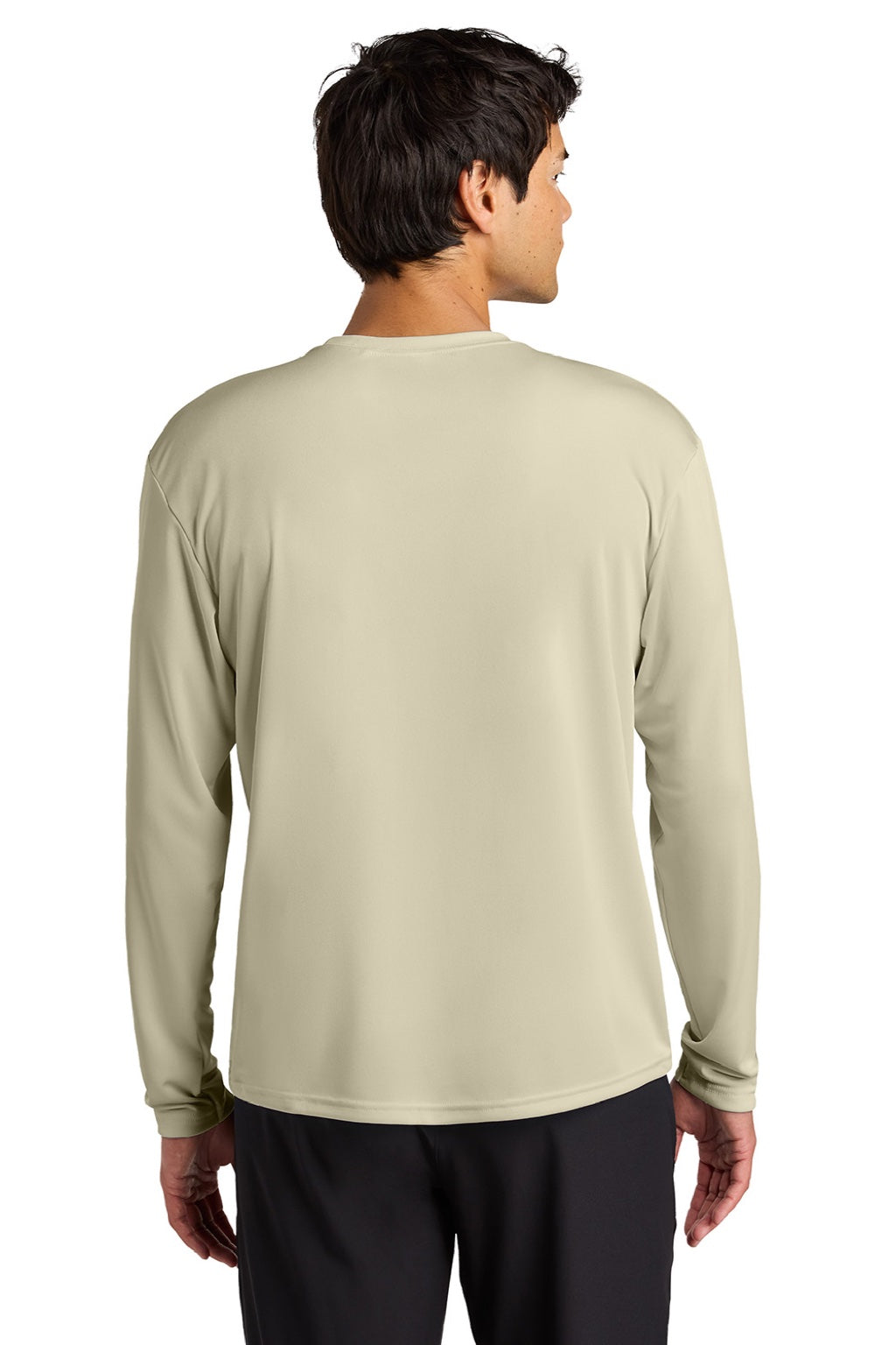 A4 A4N3165 Mens Performance Moisture Wicking Long Sleeve Crewneck T-Shirt Sand Model Back