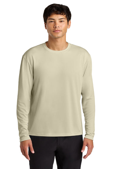 A4 A4N3165 Mens Performance Moisture Wicking Long Sleeve Crewneck T-Shirt Sand Model Front