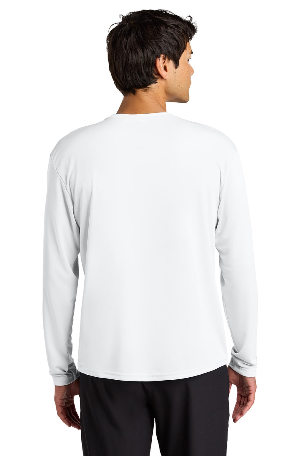 A4 A4N3165 Mens Performance Moisture Wicking Long Sleeve Crewneck T-Shirt White Model Back